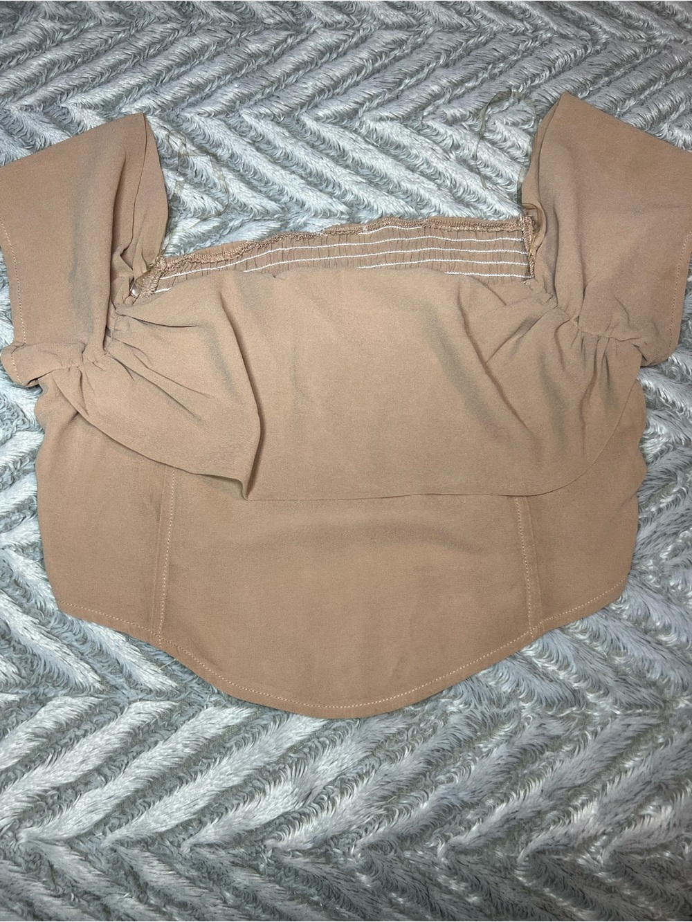 Women’s Off-Shoulder Crop Top in Camel